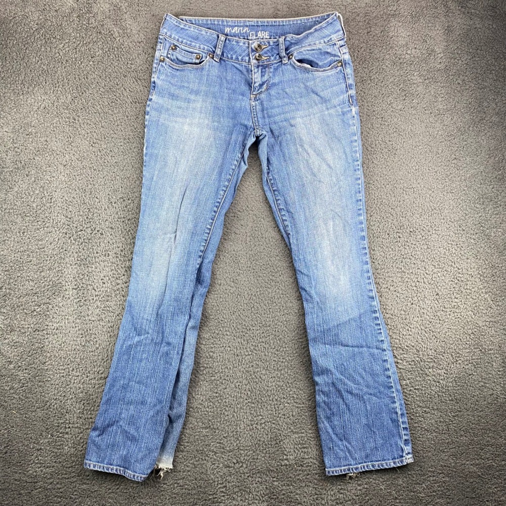 Bullhead Marin Flare Jeans Womens Size 9R Denim Blue Low Rise Distressed